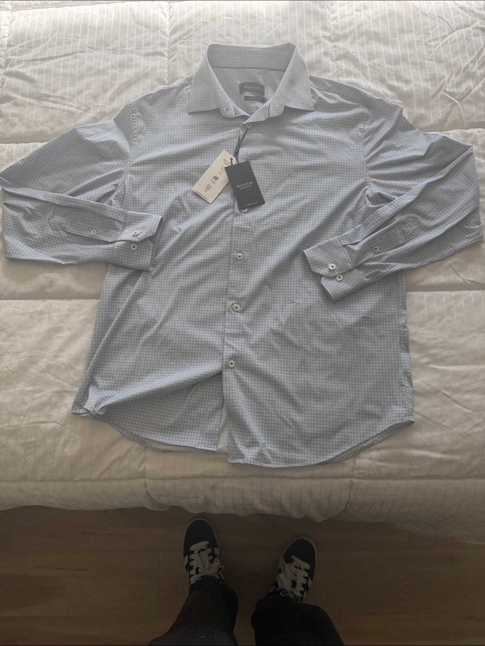 Bugatchi Blue Micro-Check Dress Shirt